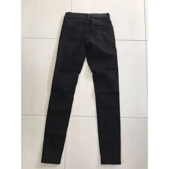 Frame Le Skinny de Jeanne Stretch Slit Front Denim Jeans Film Noir - Picture 9 of 11